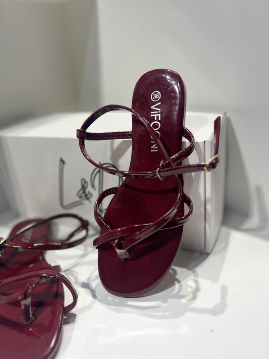 L&D Ramona Sandals Women's Strappy Glossy Flats