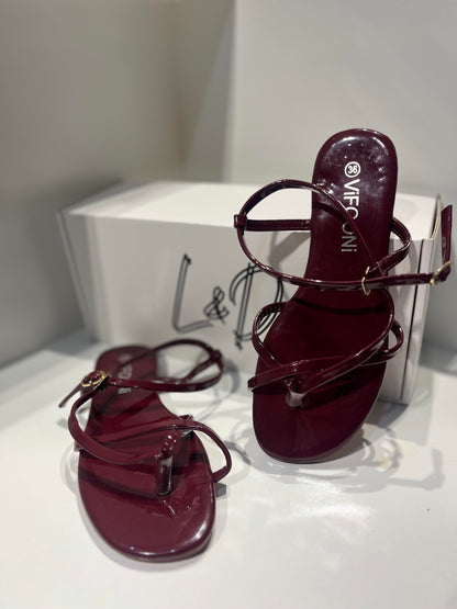 L&D Ramona Sandals Women's Strappy Glossy Flats